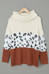 Turtleneck Splicing Chunky Knit Pullover Sweater